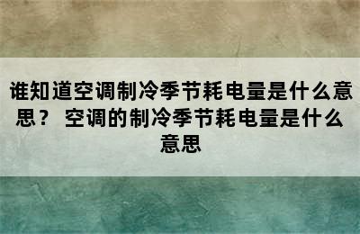 谁知道空调制冷季节耗电量是什么意思？ 空调的制冷季节耗电量是什么意思